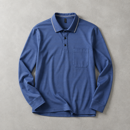 Men's Long Sleeve Polo Shirt - Knit Tipped Collar Sweater
