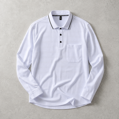 Men's Long Sleeve Polo Shirt - Knit Tipped Collar Sweater