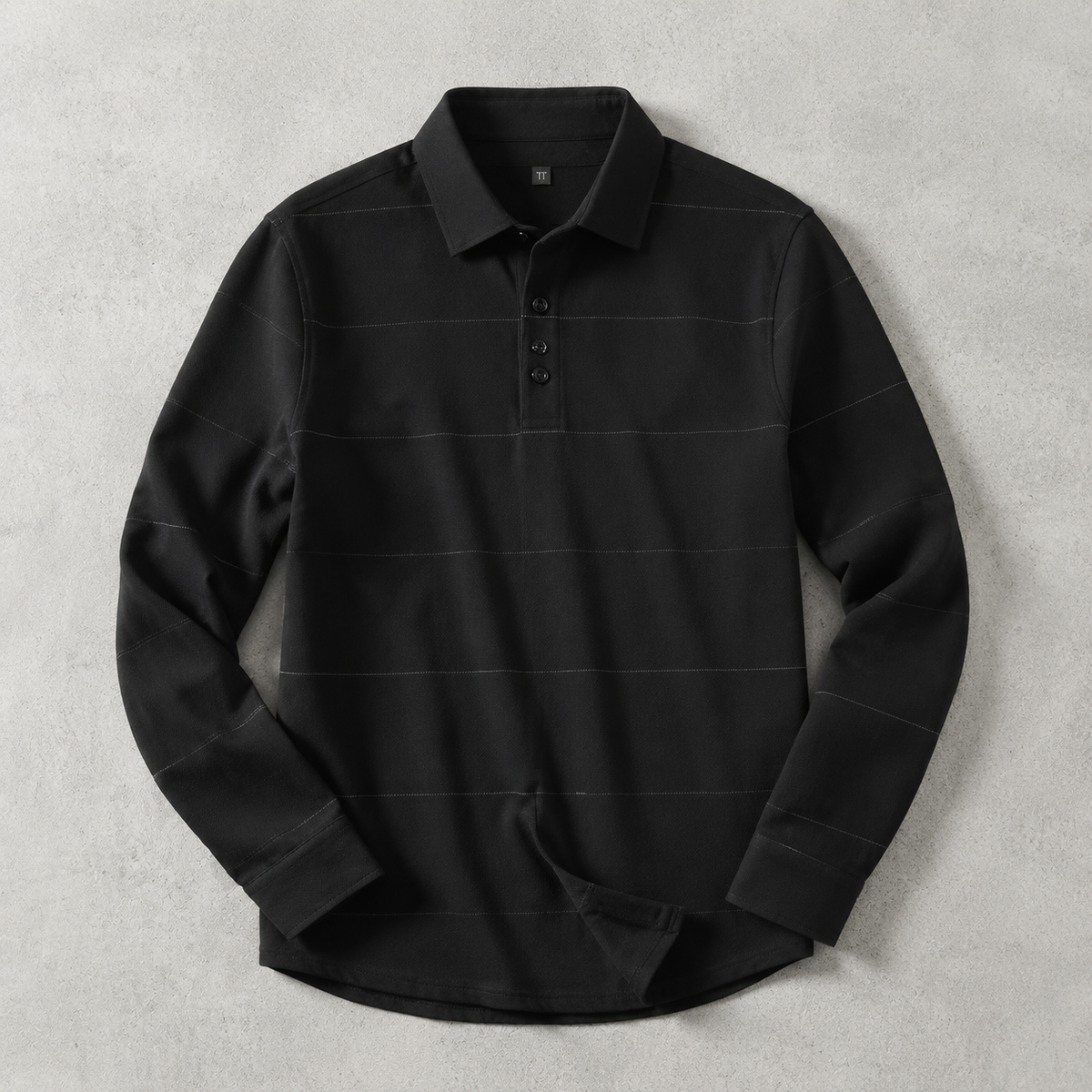 Men's Long Sleeve Polo Shirt - Striped Knit Casual Sweater