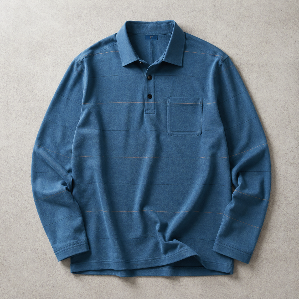 Men's Long Sleeve Polo Shirt - Striped Knit Casual Sweater