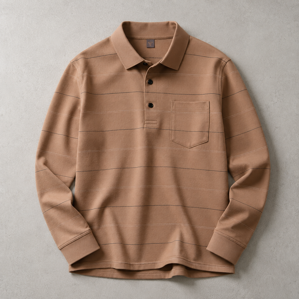 Men's Long Sleeve Polo Shirt - Striped Knit Casual Sweater
