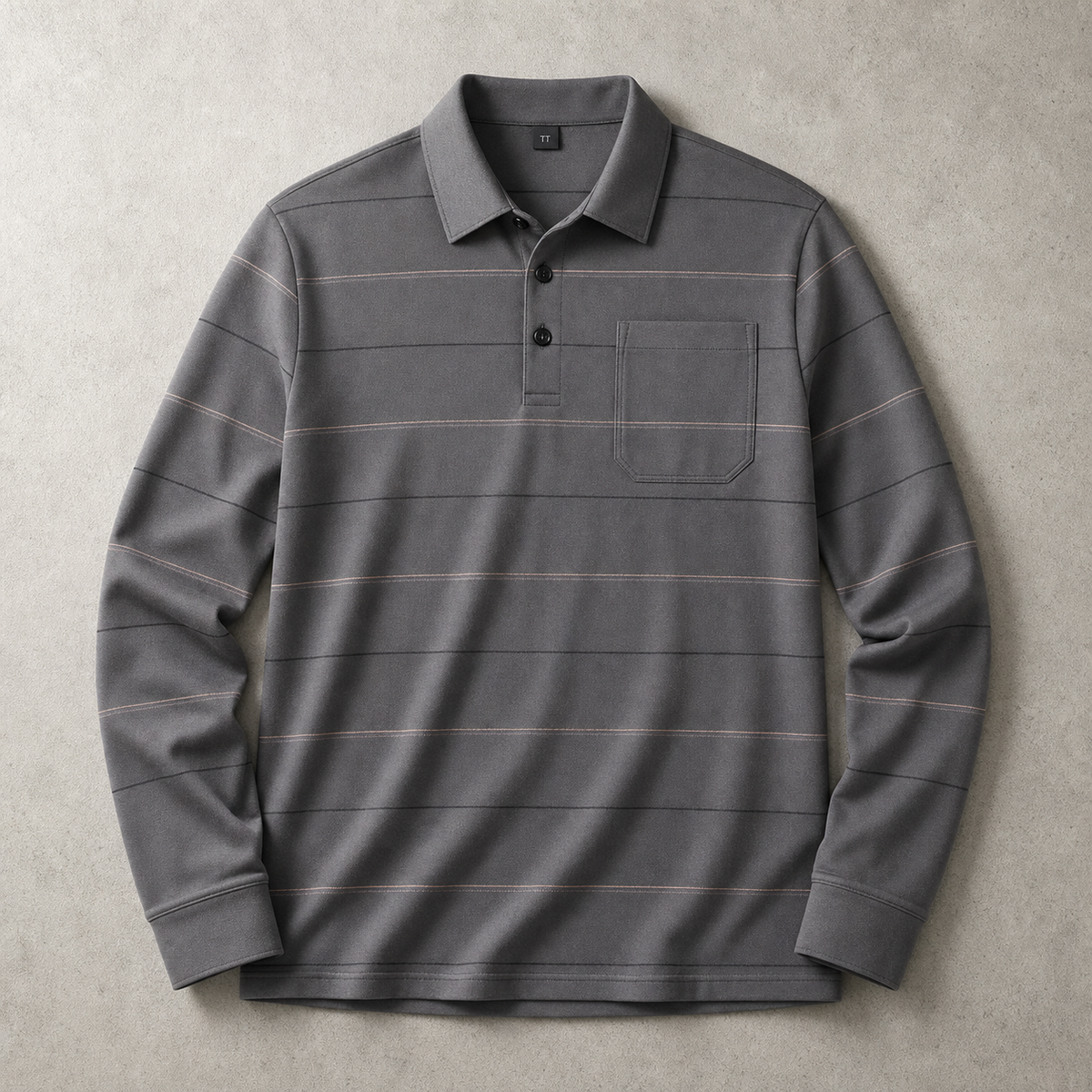 Men's Long Sleeve Polo Shirt - Striped Knit Casual Sweater
