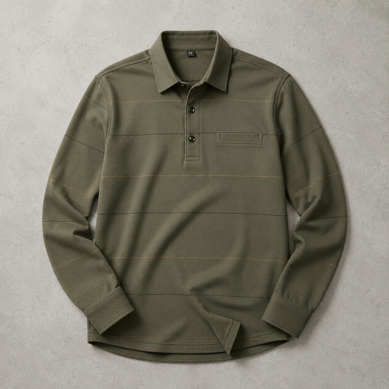 Men's Long Sleeve Polo Shirt - Striped Knit Casual Sweater