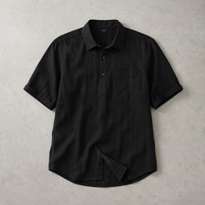 Men's Textured Polo Shirt - Short Sleeve Casual Pullover