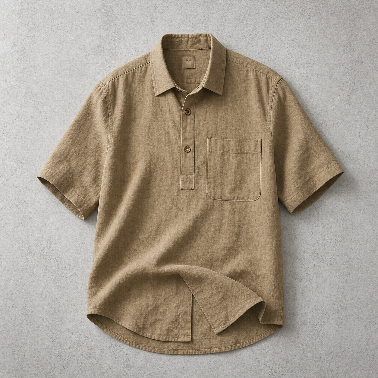 Men's Textured Polo Shirt - Short Sleeve Casual Pullover
