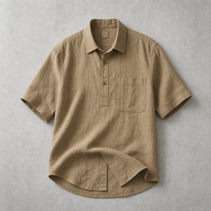 Men's Textured Polo Shirt - Short Sleeve Casual Pullover