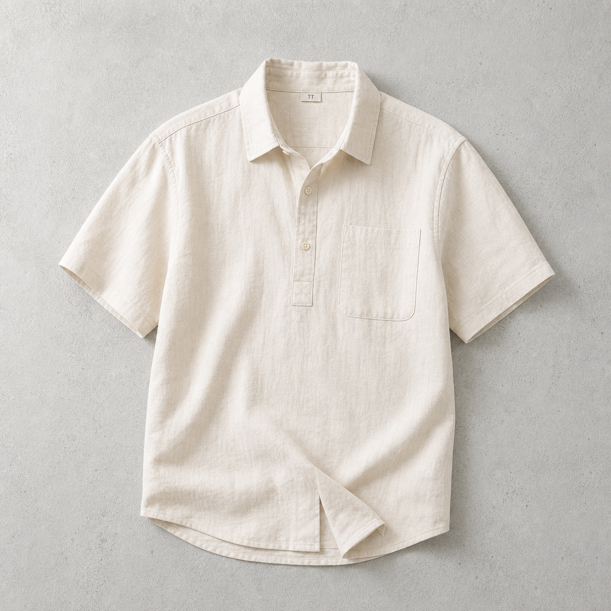 Men's Textured Polo Shirt - Short Sleeve Casual Pullover