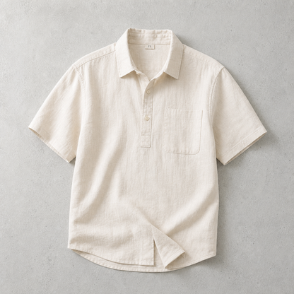 Men's Textured Polo Shirt - Short Sleeve Casual Pullover