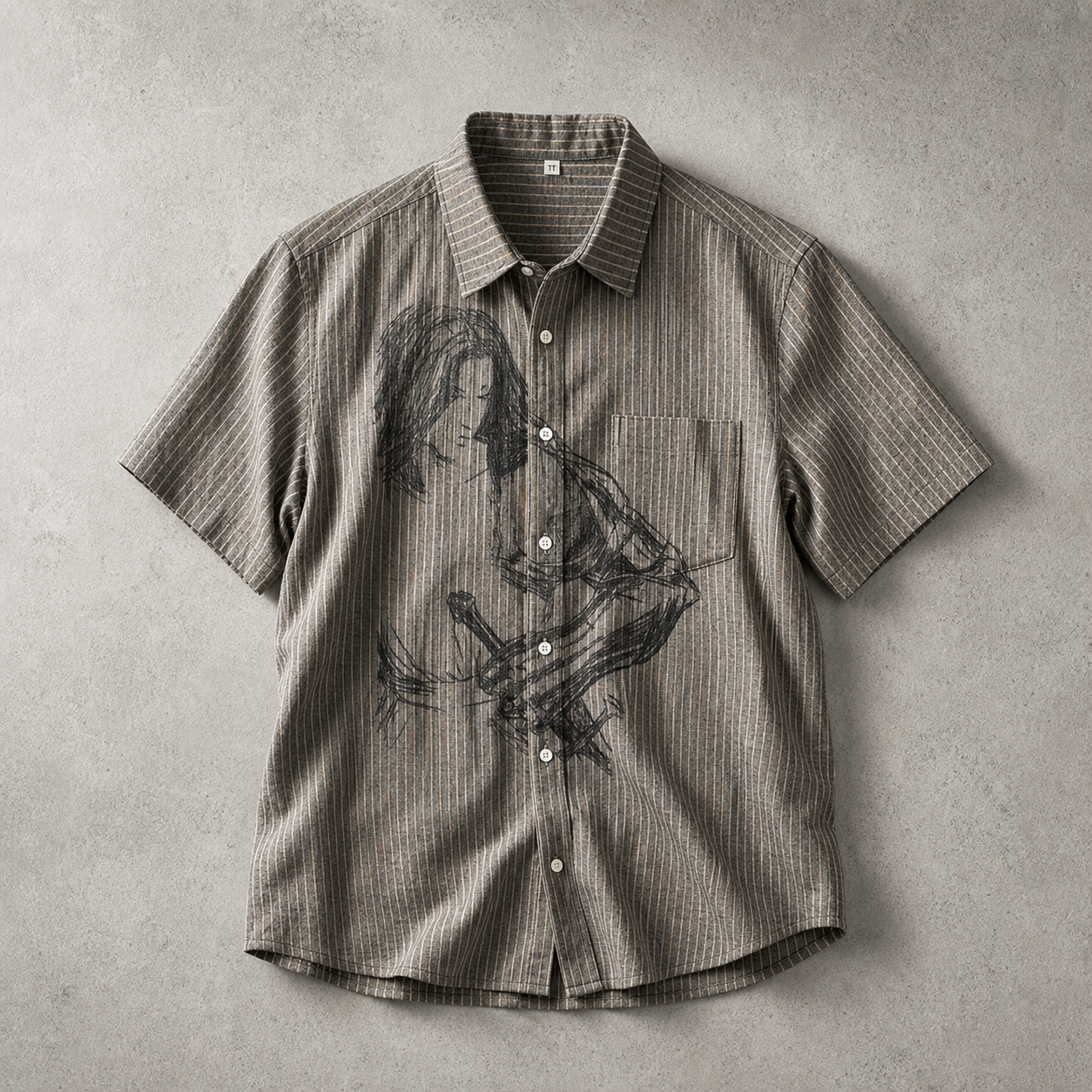 Men's Striped Shirt - Short Sleeve Casual Button Down
