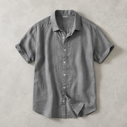 Men's Linen Shirt - Short Sleeve Casual Button Down