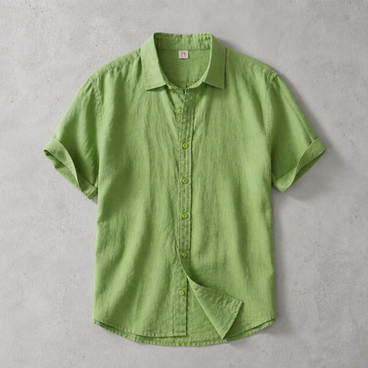 Men's Linen Shirt - Short Sleeve Casual Button Down
