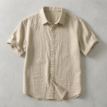 Men's Linen Shirt - Short Sleeve Casual Button Down