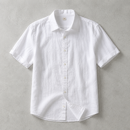 Men's Linen Shirt - Short Sleeve Casual Button Down