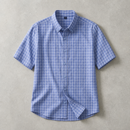 Men's Plaid Shirt - Short Sleeve Casual Button Down