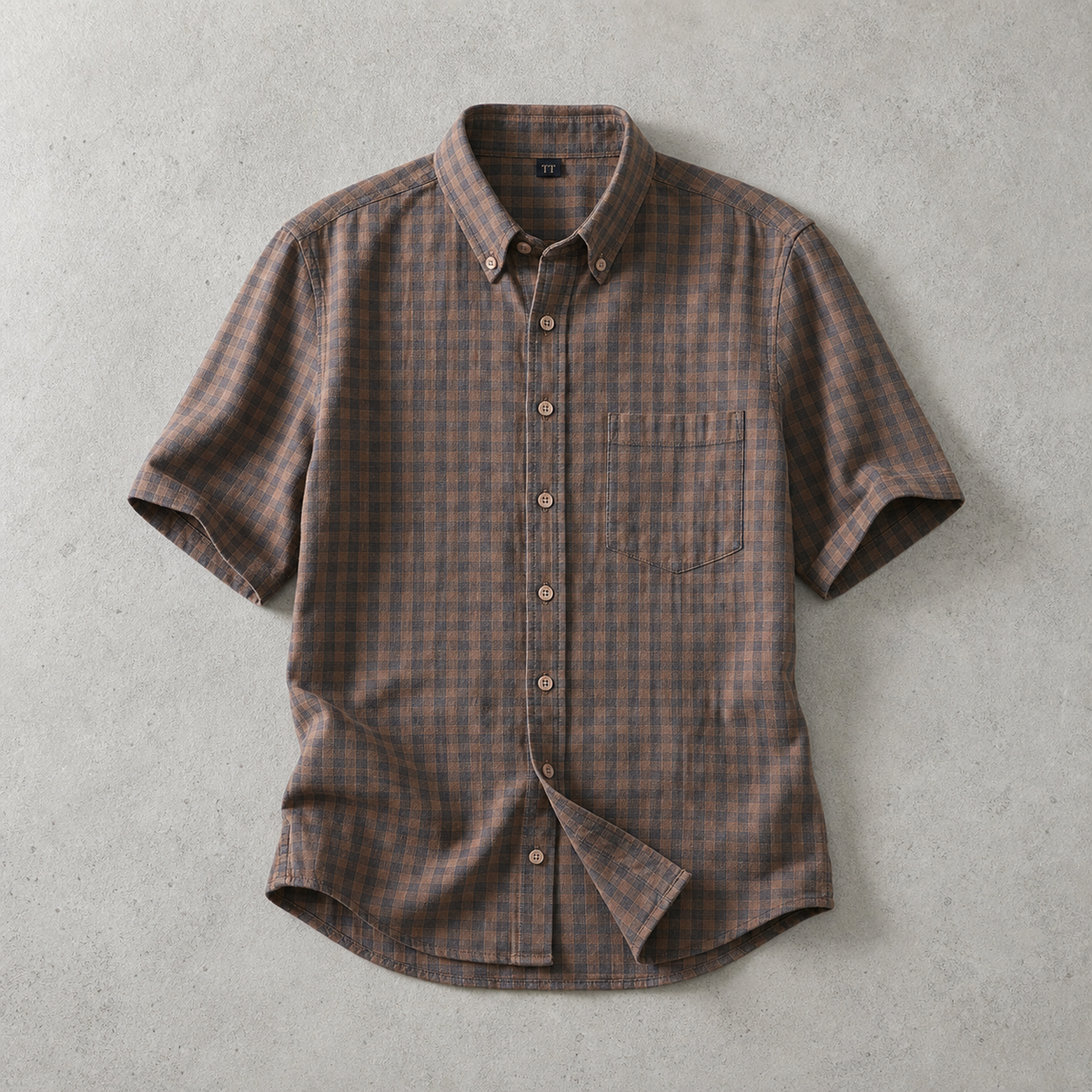 Men's Plaid Shirt - Short Sleeve Casual Button Down