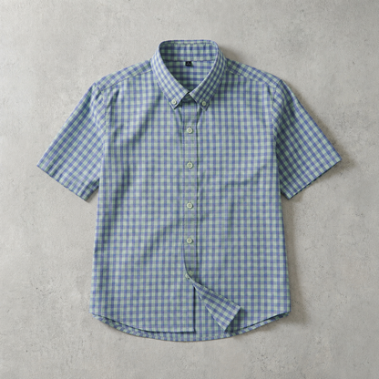 Men's Plaid Shirt - Short Sleeve Casual Button Down