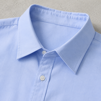 Men's Light Blue Shirt - Short Sleeve Casual Button Down