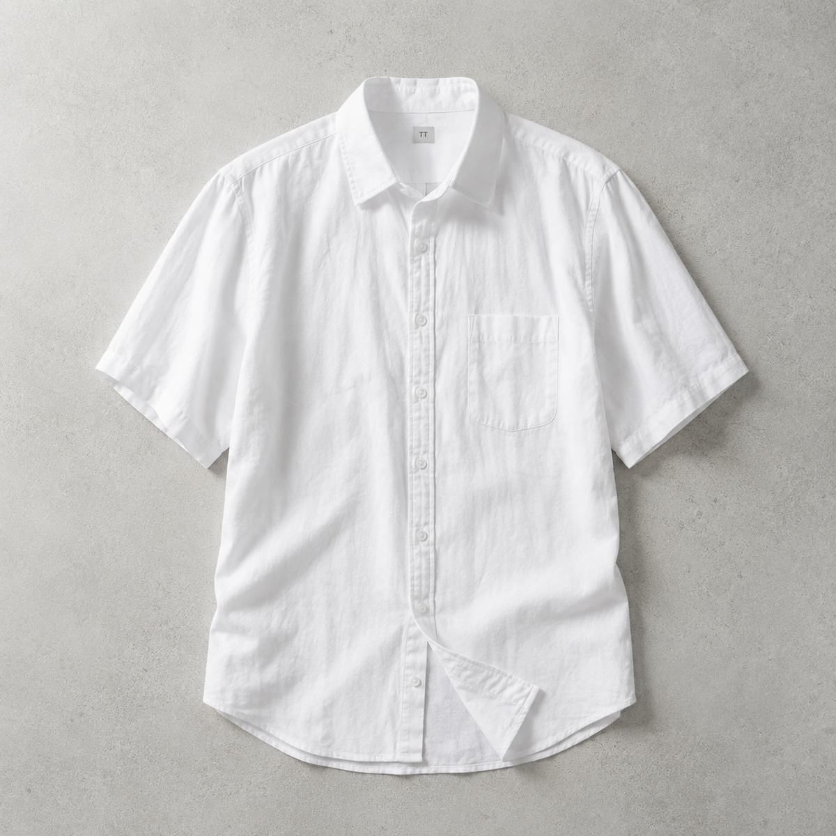 Men's Light Blue Shirt - Short Sleeve Casual Button Down