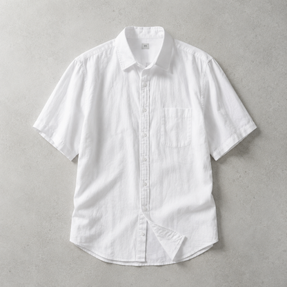 Men's Light Blue Shirt - Short Sleeve Casual Button Down
