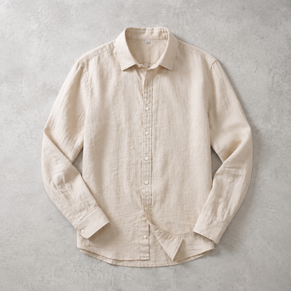 Men's Cotton Linen Shirt - Long Sleeve Casual Button Down