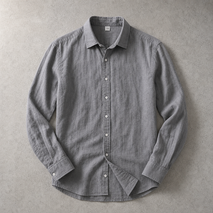 Men's Cotton Linen Shirt - Long Sleeve Casual Button Down