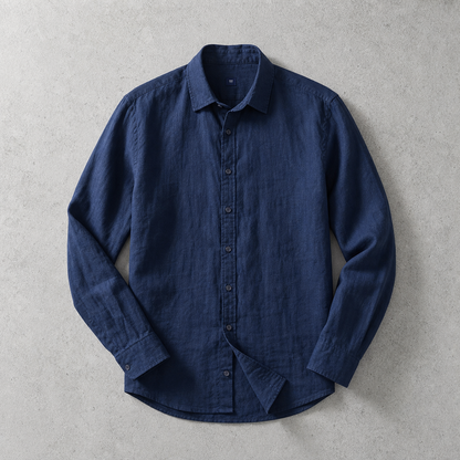 Men's Cotton Linen Shirt - Long Sleeve Casual Button Down