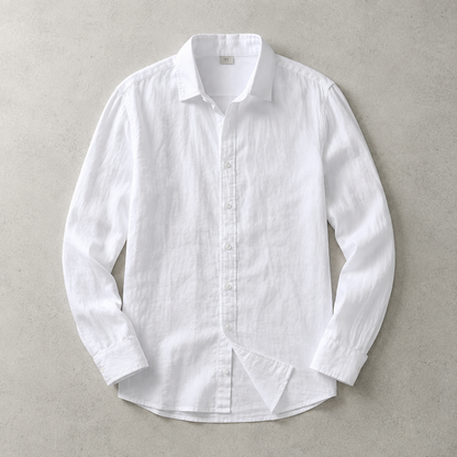Men's Cotton Linen Shirt - Long Sleeve Casual Button Down