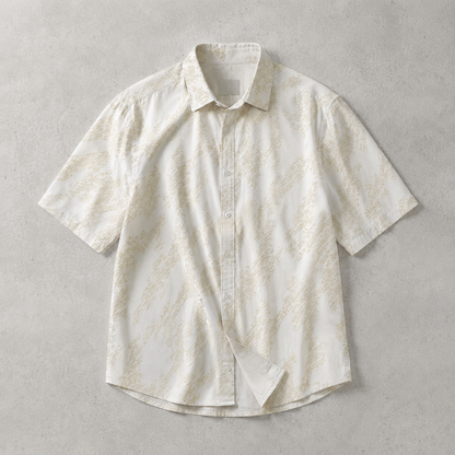 Men's Printed Shirt - Abstract Print Short Sleeve Button Down