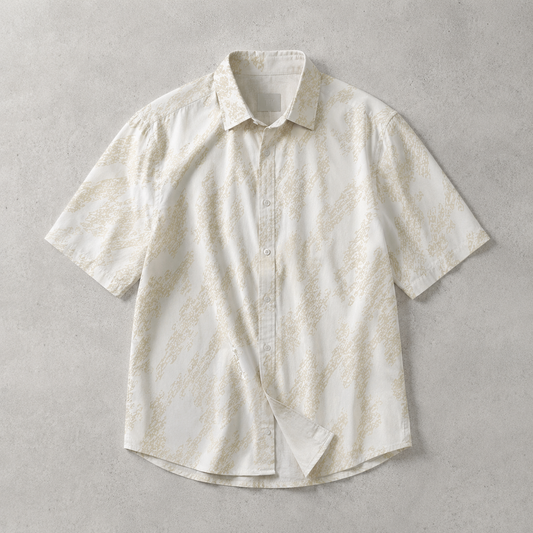 Men's Printed Shirt - Abstract Print Short Sleeve Button Down