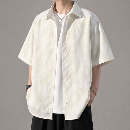 Men's Printed Shirt - Abstract Print Short Sleeve Button Down