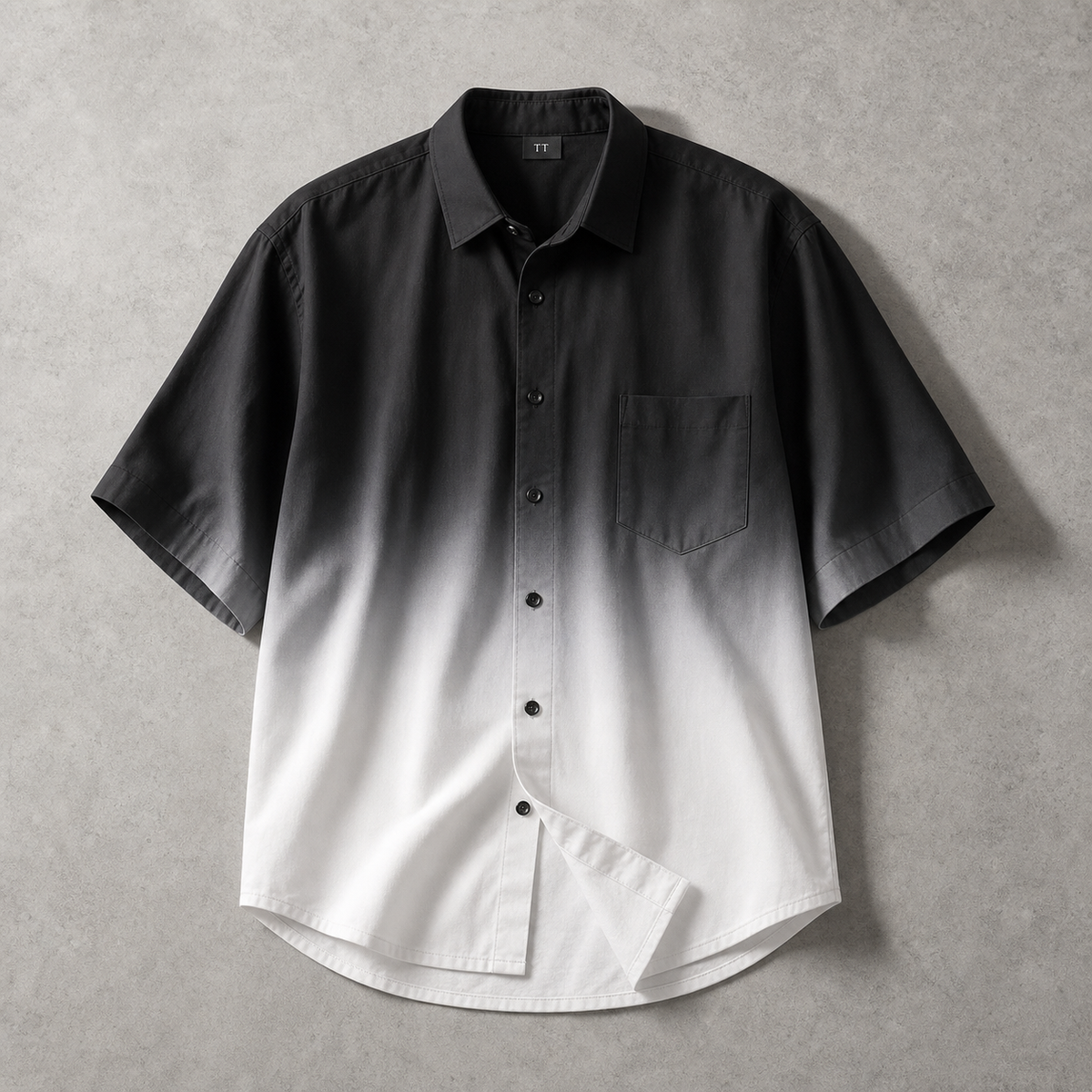 Men's Short Sleeve Shirt - Gradient Print Casual Button Down