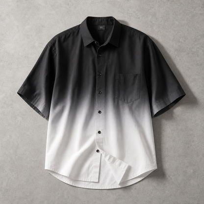Men's Short Sleeve Shirt - Gradient Print Casual Button Down