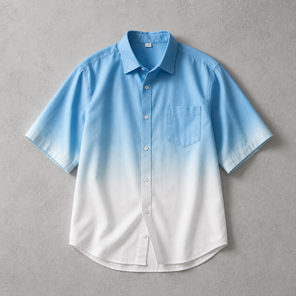 Men's Short Sleeve Shirt - Gradient Print Casual Button Down