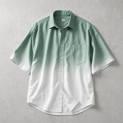 Men's Short Sleeve Shirt - Gradient Print Casual Button Down