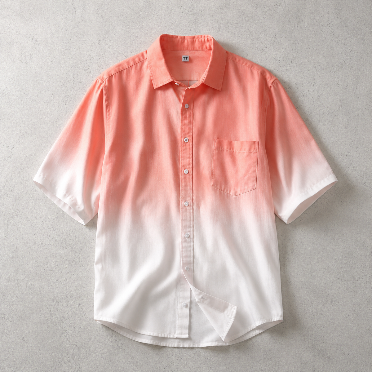 Men's Short Sleeve Shirt - Gradient Print Casual Button Down