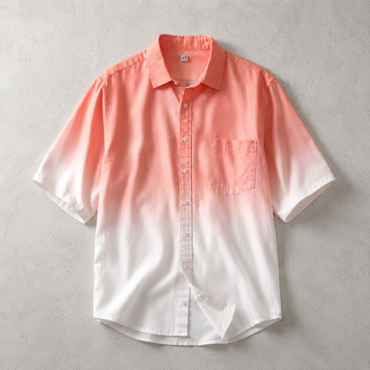 Men's Short Sleeve Shirt - Gradient Print Casual Button Down