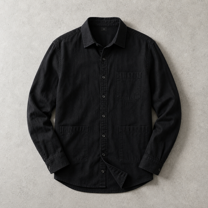 Men's Cotton Overshirt - Washed Utility Button Down
