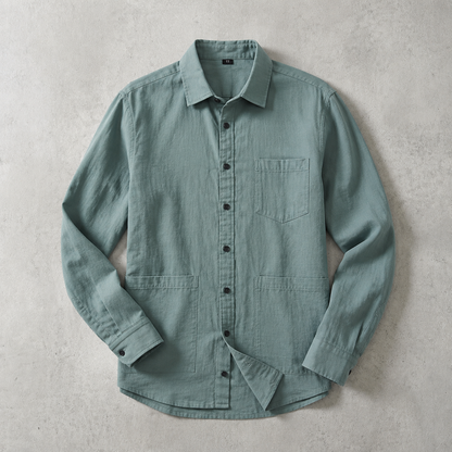 Men's Cotton Overshirt - Washed Utility Button Down
