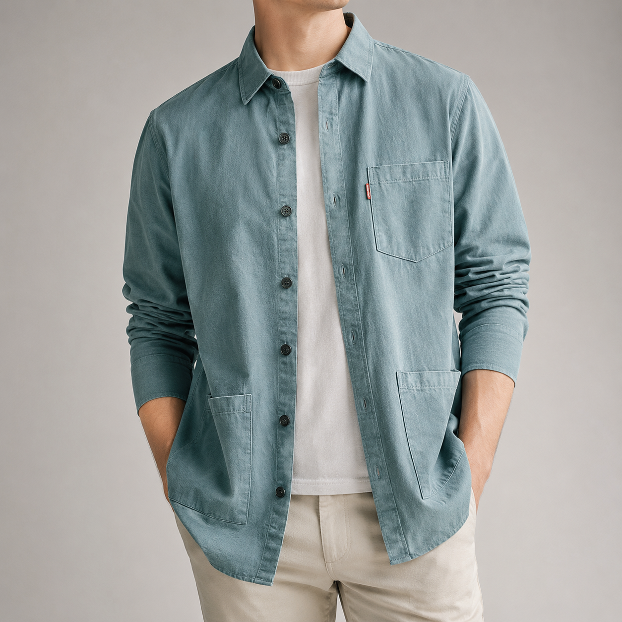 Men's Cotton Overshirt - Washed Utility Button Down