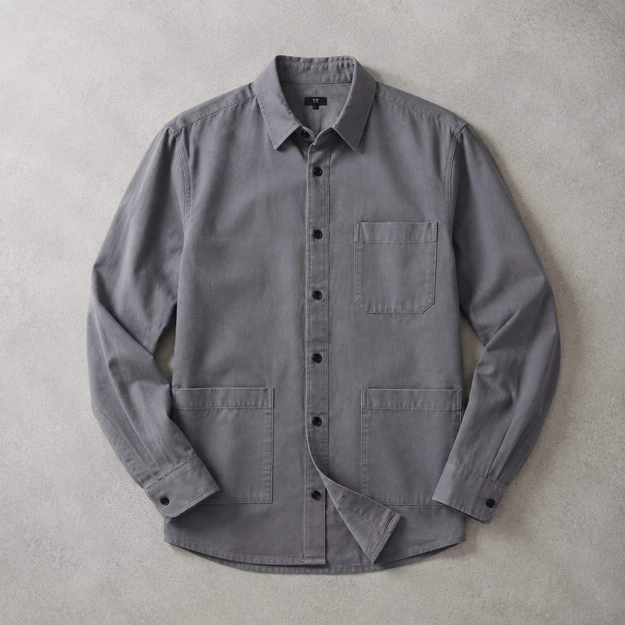 Men's Cotton Overshirt - Washed Utility Button Down