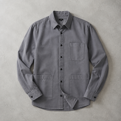 Men's Cotton Overshirt - Washed Utility Button Down