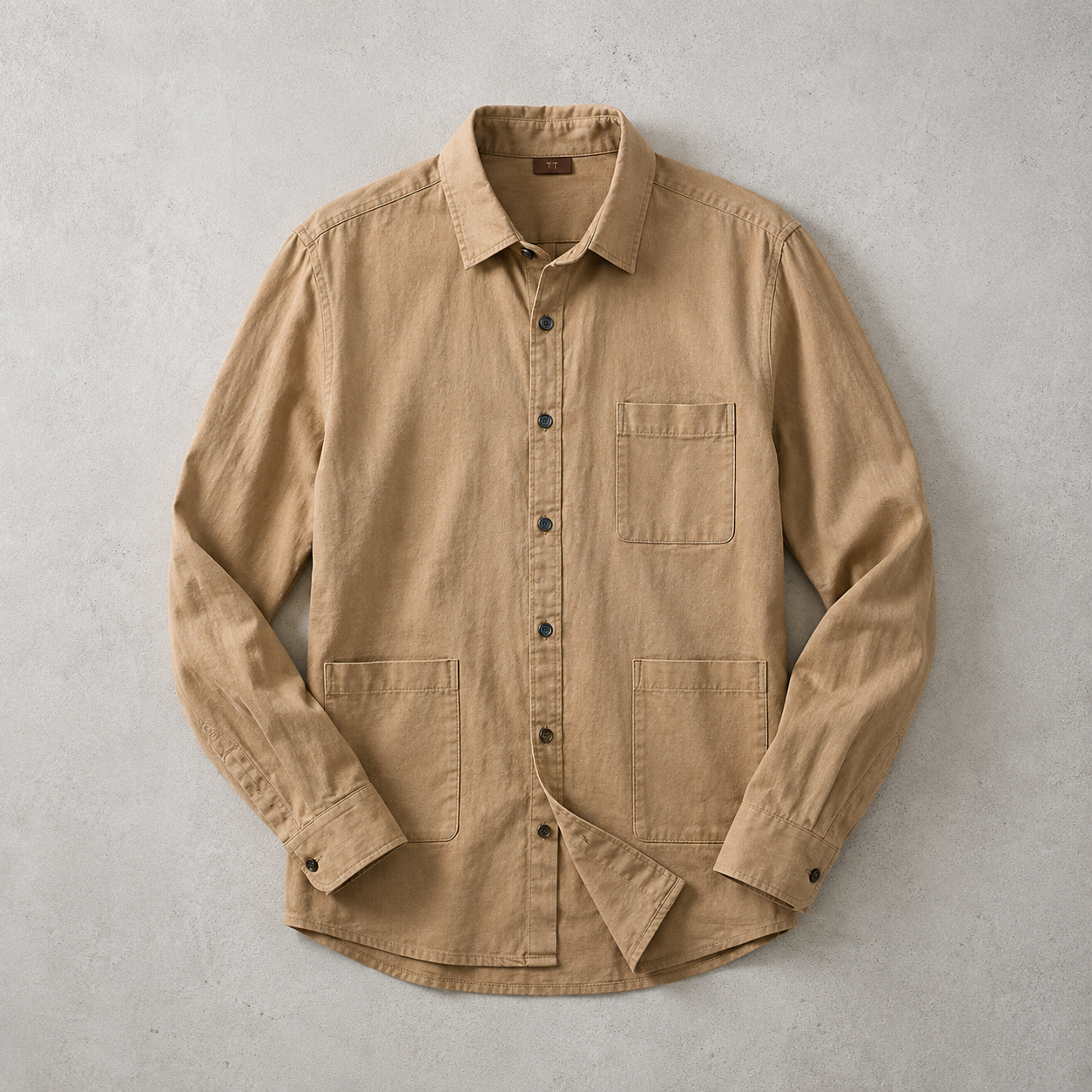 Men's Cotton Overshirt - Washed Utility Button Down