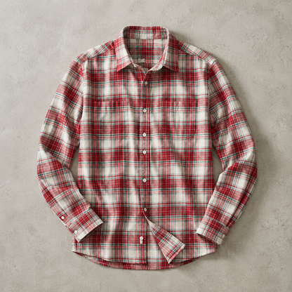 Men's Flannel Shirt - Brushed Plaid Long Sleeve Button Down