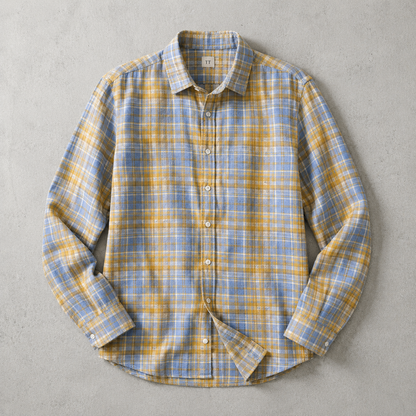 Men's Flannel Shirt - Brushed Plaid Long Sleeve Button Down