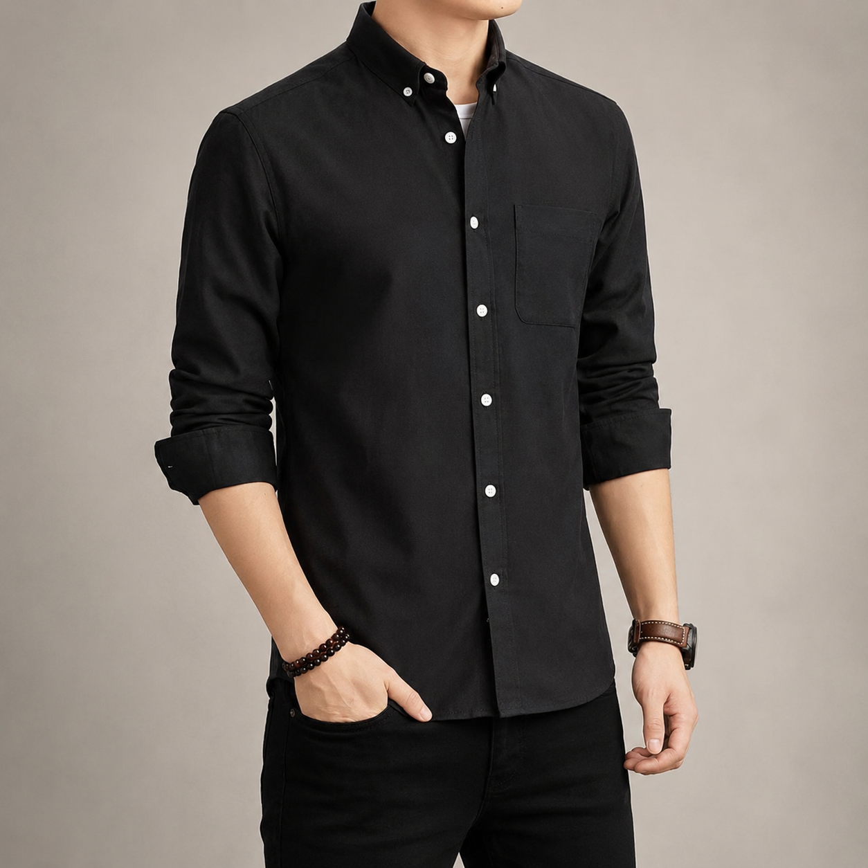 Men's Long Sleeve Shirt - Casual Everyday Button Down