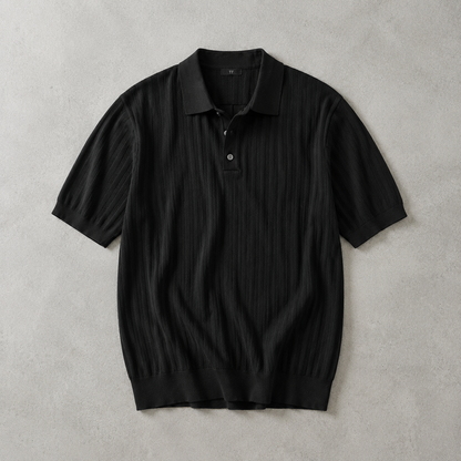 Men's Ribbed Polo Shirt - Knit Short Sleeve Casual Top