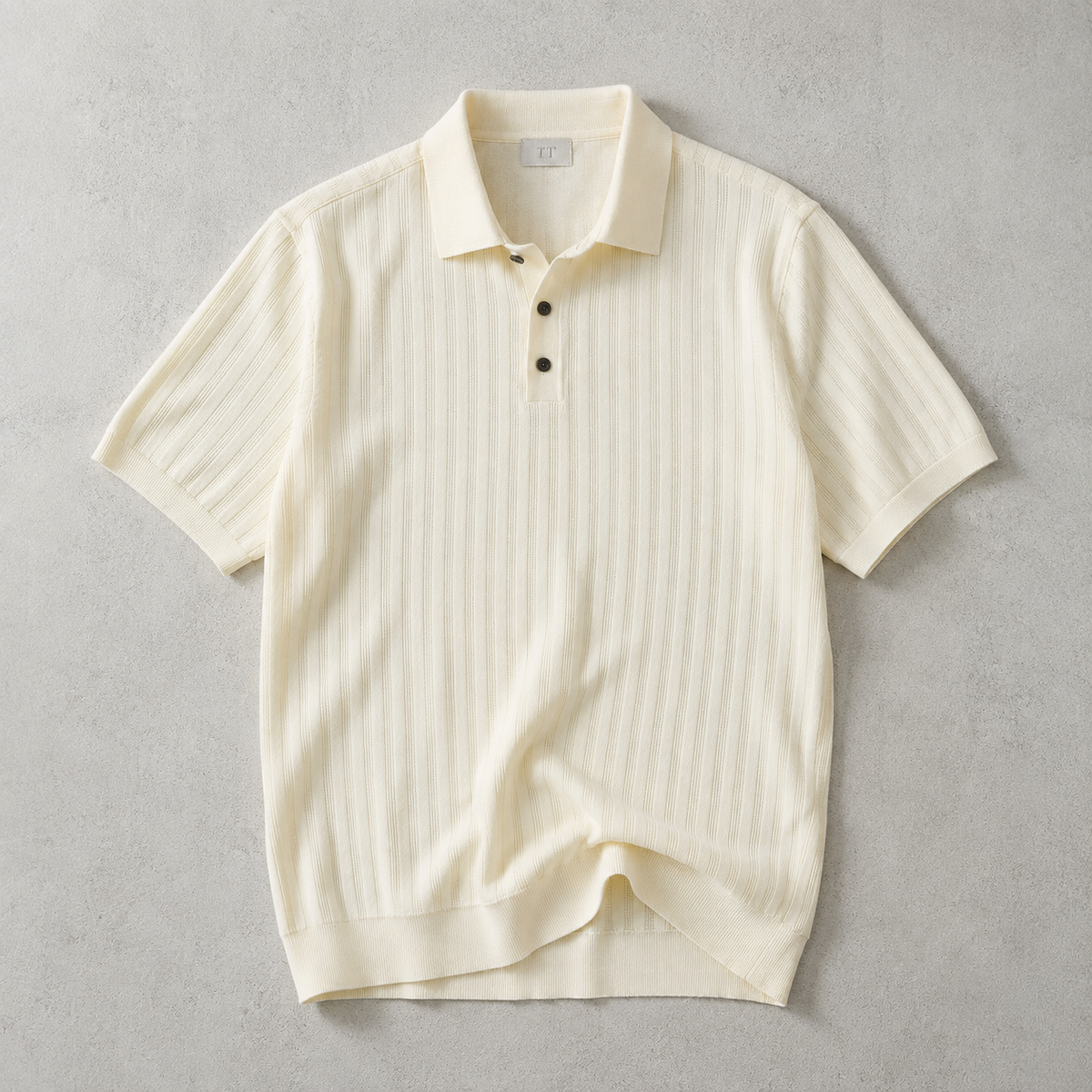 Men's Ribbed Polo Shirt - Knit Short Sleeve Casual Top