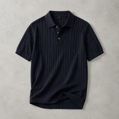 Men's Ribbed Polo Shirt - Knit Short Sleeve Casual Top