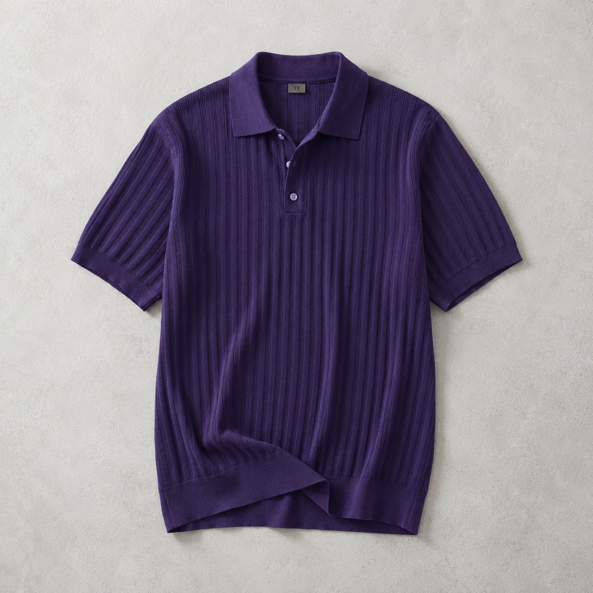 Men's Ribbed Polo Shirt - Knit Short Sleeve Casual Top