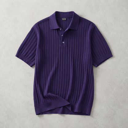 Men's Ribbed Polo Shirt - Knit Short Sleeve Casual Top